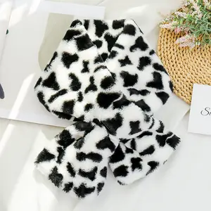 Autumn Winter Female Scarves Wild Rex Rabbit Plush Leopard Pattern Women Girls Faux Fur Collar Scarf WJ-60