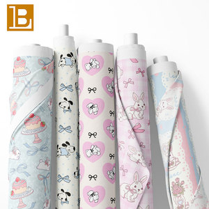 Tissu imprimé en popeline 100% coton BILU, catalogue gratuit, mignon lapin rose pour la Saint-Valentin, cœur, pour vêtements, t-<span class=keywords><strong>shirt</strong></span>, robe - Product Image 1