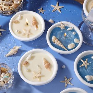 Beach Inspired Aromatherapy Soy <b>Wax</b> <b>Candle</b> with Shell Inclusions Handmade Non-Toxic for Home Decoration Bars Holidays Occasions - Product Image 1