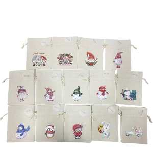 Sac cadeau de Noël en coton avec cordon de serrage, design professionnel Sanas, impression par transfert thermique au prix d'usine - Product Image 1