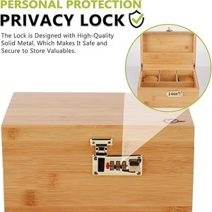 Wooden Storage <b>Box</b> With Combination <b>Lock</b> Rectangular Layered Design For Home Outdoor Use Decorative Gift <b>Box</b> - Product Image 2