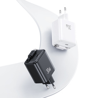 USAMS adaptor colokan rumah, Multi 2 port Gan 30w pengisian Super cepat Travel Home Plug Adapter Usb Tipe C pengisi daya kabel dapat ditarik 2024
