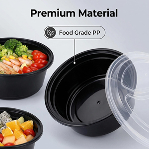 Contenants de préparation de repas carrés et ronds, 2/3 compartiments, en plastique transparent, pour emporter - Product Image 5