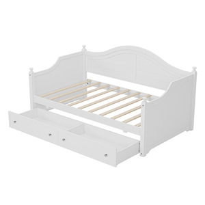 <b>Sofa</b> Bed With Storage Drawers White <b>Wooden</b> <b>Frame</b> Bedroom Living Room Furniture - Product Image 1