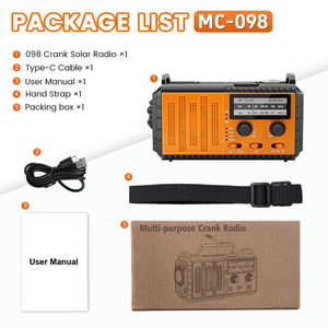 Xách tay có thể sạc lại noaa khẩn cấp đài phát thanh 10000mAh Hand Crank năng lượng mặt trời đèn Pin loa cảnh báo thời tiết AM/FM <span class=keywords><strong>Radio</strong></span> ABS nhựa - Product Image 2