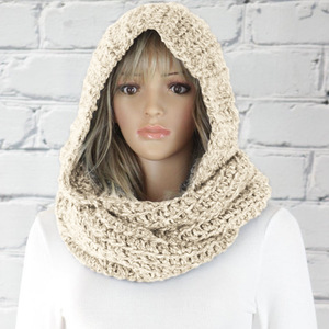 2 en 1 Écharpe <span class=keywords><strong>tricot</strong></span>ée pour femmes <span class=keywords><strong>Capuche</strong></span> <span class=keywords><strong>Snood</strong></span> Couleur solide Bonnet et écharpe Infinity Loop Combinaison Ensemble Accessoires chauds d'hiver - Product Image 3