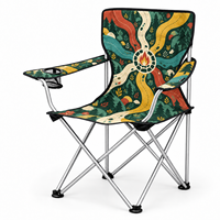 Chaise pliante portable robuste avec accoudoirs, porte-gobelet et motif logo personnalisé pour les rassemblements en plein air