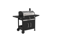 Barbecue fumoir à charbon de bois portable d'extérieur robuste en fer noir thermolaqué, pliable et réglable en hauteur, pour plus de 5 personnes