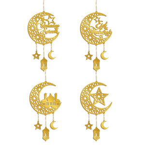 Décoration suspendue en acrylique pour l'Aïd, nouveauté, lanternes <span class=keywords><strong>étoiles</strong></span> et lunes évidées, ornements châteaux, décoration Mubarak Ramadan, fête islamique musulmane - Product Image 1