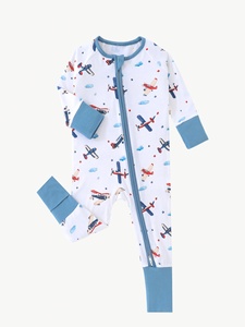Pijamas de bebé de viscosa de bambú con estampado personalizado, ropa de bambú con cremallera y <span class=keywords><strong>pies</strong></span> cubiertos, transpirable, venta al por mayor, caja sorpresa - Product Image 3