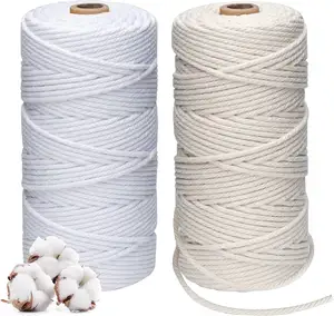 Color natural de color personalizado 2mm-20mm cuerda de algodón a granel hilo macramee garn Corde Coton macramé