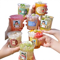Vasos Desechables de Plástico PP de Calibre 98 con Diseño para Té con Leche, Jugos de Frutas, Café y Bebidas Frías - 500/Caja