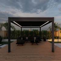 Pergola de jardin à toit rigide en polycarbonate, double toit, structure en aluminium thermolaqué, résistante aux intempéries et aux UV, robuste, vente en gros