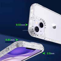 3 en 1 personnalisé Floral acrylique TPU clair liquide Style cadre couverture arrière étuis de téléphone portable ensemble pour iphone 15 14 13 pro max