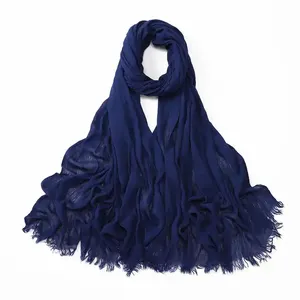 Factory Price Wholesale 100% Rayon Breathable Crimps Hijab For Muslim Women Shawls Cotton Viscose Crinkle Scarf