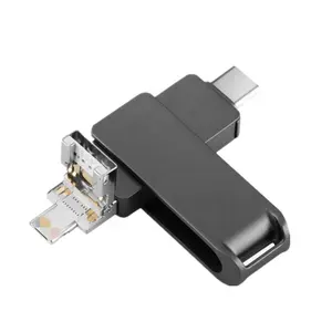 사용자 정의 로고 Pendrive 3.0 OTG USB 스틱 64GB 8GB 16GB 32GB 4 in 1 금속 USB C 플래시 드라이브 타입 C PC