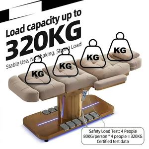 Camilla de Masaje Eléctrica de Lujo con 4 Motores, Control por Pedal, 320KG, Base Dorada, Silla Facial LED para Salón de Belleza y Spa Médico - Product Image 4