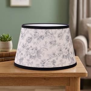 Abat-jour en lin de style vintage à motif floral avec bord festonné décoratif - Product Image 3