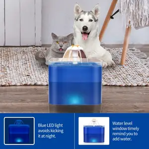 2 L ultra-geräuscharmer Katzentrinkfontein USB-betrieben elektrisch automatisch Haustierschüssel mit LED-Licht für kleine Tiere Katzen und Haustiere