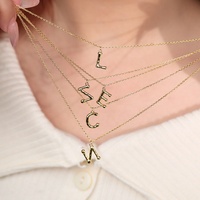 Collier avec pendentif lettre initiale en forme de bulle, en argent sterling 925, bijoux fins personnalisés, 26 lettres de l'alphabet, plaqué or 18 carats pour femmes