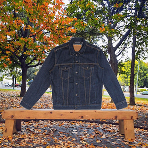 Heavyweight Denim <b>Jacket</b> Men 16oz Washed <b>Trucker</b> Jean Coat Contrast Stitch Regular Fit Custom Wholesale - Product Image 3