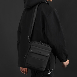 WePower Men's Messenger <b>Bag</b> Large Capacity <b>Waterproof</b> Nylon Business Travel Crossbody <b>Bag</b> Solid Color Black - Product Image 5