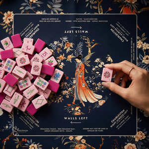 Engraved Modern American <b>Mahjong</b> Tiles 160PCS Luxury Pink 4 Player <b>Set</b> Mat 32mm Acrylic US Warehouse Sufficient Stock - Product Image 1