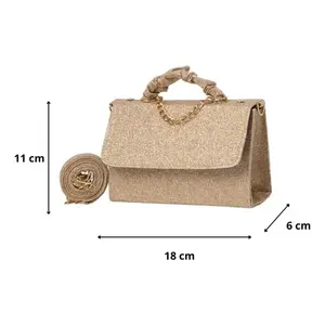 Bolso de Hombro Vintage para Mujer con Brillo, Asa Única, Dorado Metálico, Cierre de Cremallera Impermeable, para Verano e Invierno - Product Image 1