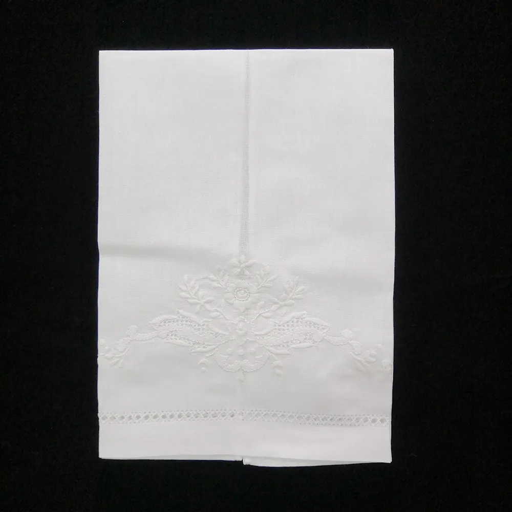 Toalla de algodón blanca de ramio TL018, 14 "x 22", hilo de bordado, decoración de fiesta, Festival, Hotel, uso doméstico, toallas de mano