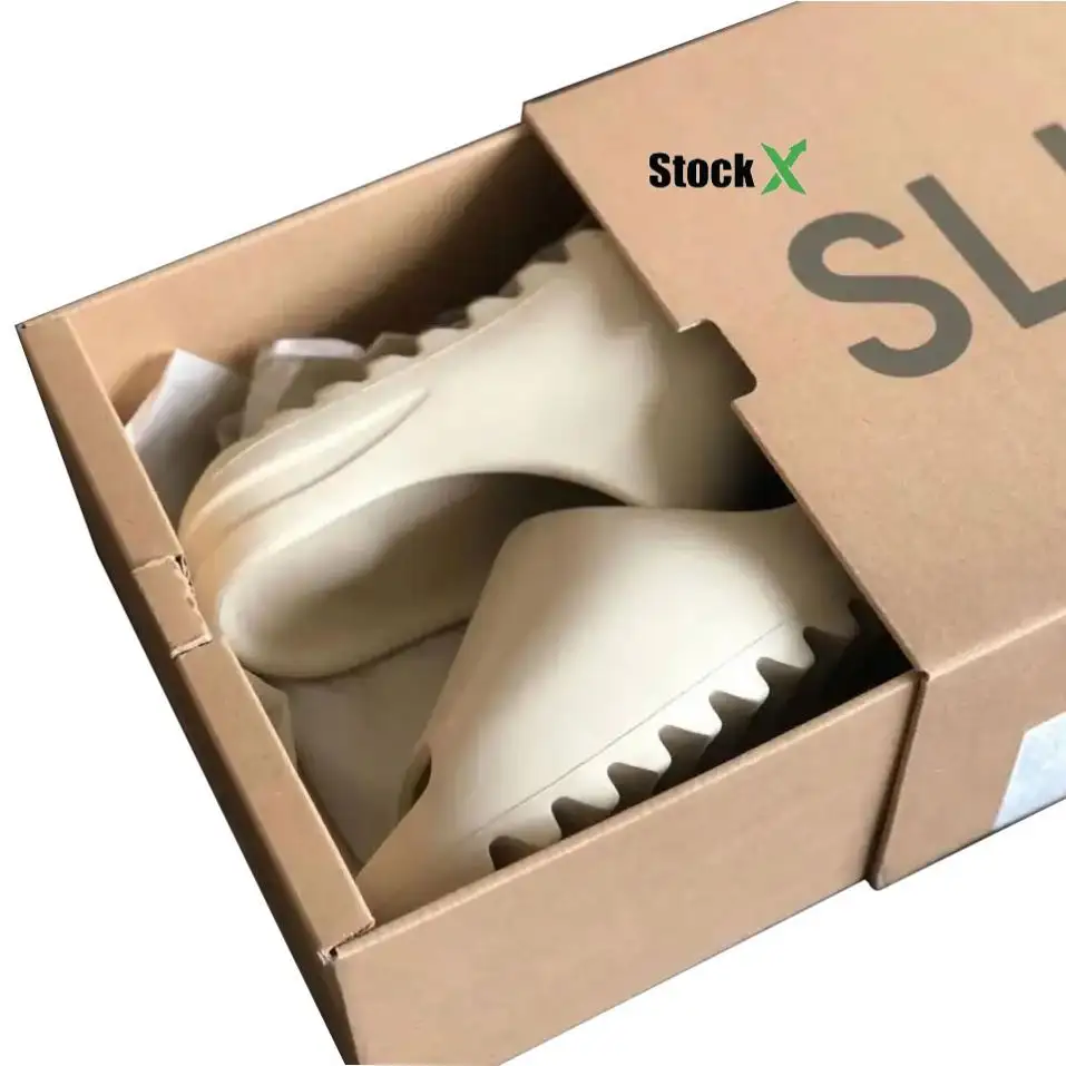 Commercio all'ingrosso della fabbrica di alta qualità con scatola EVA scivoli per gli uomini donna sabbia colore scivoli pantofole con scatola nera scivoli pantofole