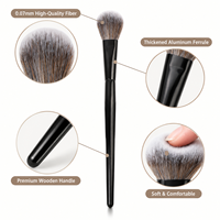 Pinceau de maquillage professionnel KB114 avec fibre de haute qualité de 0,07 mm, virole en aluminium épaissie et manche en bois de qualité supérieure