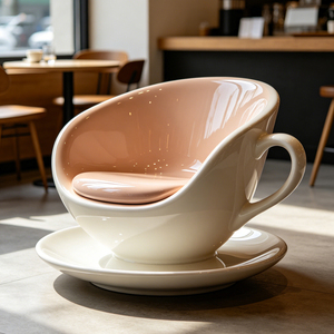 Chaise originale en fibre de verre en forme de tasse, siège créatif en forme de mug à café pour mobilier de café commercial moderne personnalisé - Product Image 4