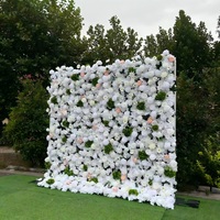 Dinding Bunga Mawar Hydrangea 3D Edisi Deluxe Kustom untuk Latar Belakang Pernikahan, Kain Peony Campuran untuk Dekorasi Pesta Pernikahan Luar Ruangan