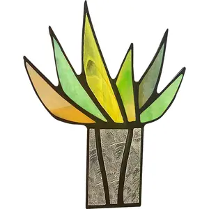 Mini yapay Agave Aloe bitki saksı lekeli cam dekor ev bahçe Yard için açık ön kapı pencere sanat dekorasyon