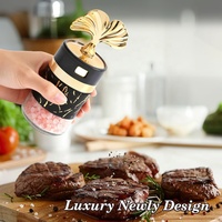 Outils de cuisine de luxe pour herbes et épices Salière et poivrière avec trous verseurs réglables Pots à épices ronds en verre avec couvercles rotatifs