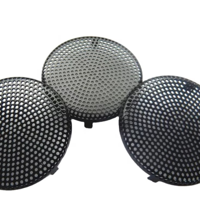 Custom Stainless Steel/Carbon Steel/Aluminum Perforated Speaker Mesh Stamping Parts Electroplating Black Powder Coating