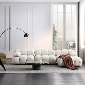 AOMISI <span class=keywords><strong>CASA</strong></span> Mobilier design moderne Ensemble de canapés en tissu de lin Ensemble de canapés rembourrés Canapé modulaire en grappe - Product Image 4