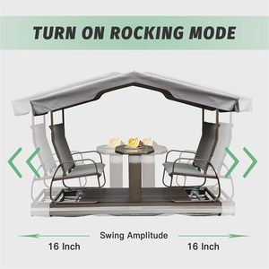 4-Seat Outdoor <strong>Garden</strong> Patio Metal <strong>Swing</strong> Chair Rocking <strong>Benches</strong> With Canopy - Product Image 5
