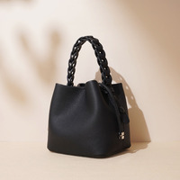Sac seau en cuir véritable pour femme, sac à bandoulière vintage, sac à main tendance, sac à main de luxe classique pour femme, sac fourre-tout à poignée tressée