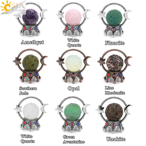 CSJA Piedra de Cristal Natural 40mm Base de Bola Estrella Luna <span class=keywords><strong>Planeta</strong></span> Esfera Soporte Base Metal Soporte Artesanía Joyería para Decora H281 - Product Image 3