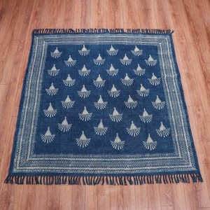 Tapis Dhurrie en coton indien style aztèque, imprimé à la main, tapis de sol bohème, décoration intérieure - Product Image 4