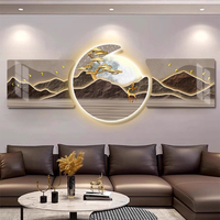 Moderne Landschafts-Kristallporzellan-Wandmalerei, Umweltfreundlich, für Wohnzimmer-Sofa-Hintergrund, Hochwertig, Luxuriös mit LED-Beleuchtung