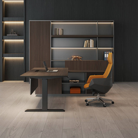 Bureau commercial double poste réglable en hauteur en forme de L avec rangement latéral