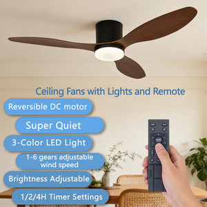 Lampadario a ventola moderno minimalista in noce nero da 52 pollici con LED a coda di pesce, telecomando, struttura in metallo, compatibile con AC 220V Agi32 - Product Image 2