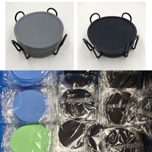 Custom Logo 10cm Non Slip Heat Resistant Waterproof Coaster Round Rubber Soft <b>Silicone</b> Cup Coaster for Drink - Product Image 3