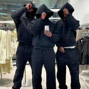 Heavyweight Custom Logo Sweat Suits Cotton Hoodie <strong>Tracksuits</strong> Thick Fabric French Terry Hoodies And Sweatpants Set For Men - Product Image 2