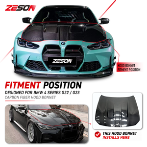 Capó Ventilado Estilo N de Fibra de Carbono Seca ZESON para <span class=keywords><strong>BMW</strong></span> Serie 4 G22 G23 G26 M440i 430i 2021+ - Product Image 5