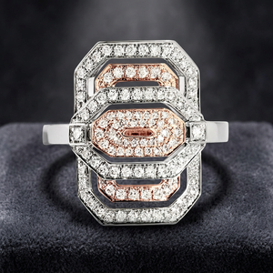 Anillo de Cóctel de Lujo para Mujer, Oro Sólido de 18K, Chapado en Oro Rosa, Diamante con Corte Octogonal, Joyería Fina para Boda - Product Image 3