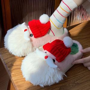Nouvelles pantoufles en peluche chaudes d'intérieur pour l'automne et l'hiver, mignonnes, style Père Noël, pantoufles en coton unisexes, mode, semelles épaisses, chaussures en coton pour l'extérieur - Product Image 4