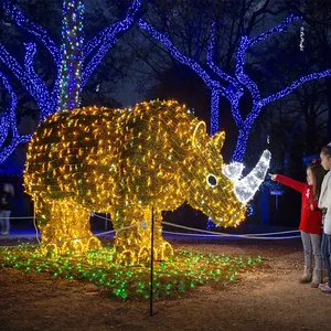 Luz led decorativa para decoração de jardim, parque zoológico, luz animal, luzes redondas, forma de strass